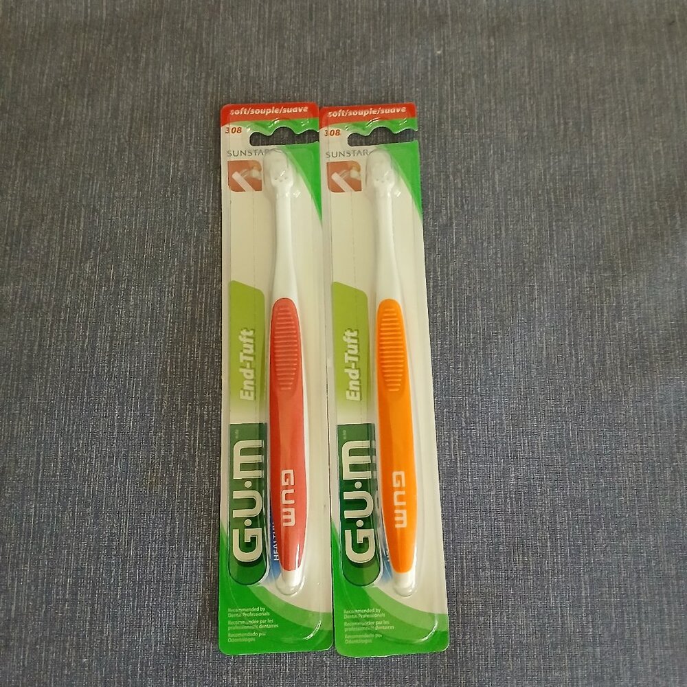 Gum End-Tuff soft 308 Toothbrush x 2 New